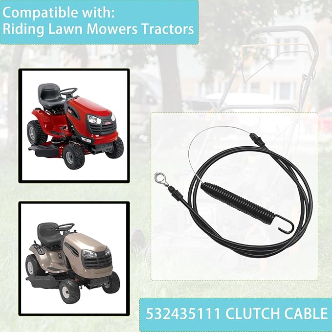 435111 532435111 Deck Engagement Clutch Cable for Craftsman 532435111 197257 435111 408714 YT3000 YT4000 YTS 4000 3000 DYS4500 DY4500 Lawn Mower