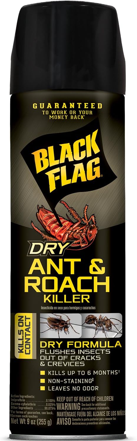 Black Flag Dry Ant And Roach Killer 9 Ounces, Aerosol Spray, Dry Formula, Plain, 1-Count