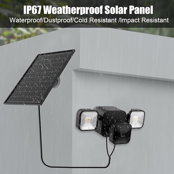 10W Solar Panel for All-New Blink Outdoor 4 /(3rd Gen) Floodlight Camera,16.5Ft/5m Weatherproof Cable Power Your Blink Floodlight Camera Continuously (Floodlight & Cam NOT Included)