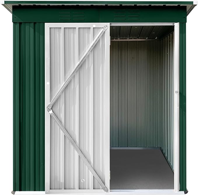 Metal Garden Sheds 5FT x 4FT, Metal Outdoor Storage Shed, Large Storage Shed with Door and Lock for Backyard Garden Patio Lawn, Green