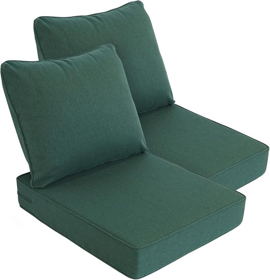 Goodgoods 24 x 28 Outdoor Patio Deep Seat Cushions 2-Pack, 1000+ Hours Fade-Resistant & Water-Resistant Outdoor Furniture Chair Cushions with 30D High-Resilience Foam for Sofa Chair, Dark Green