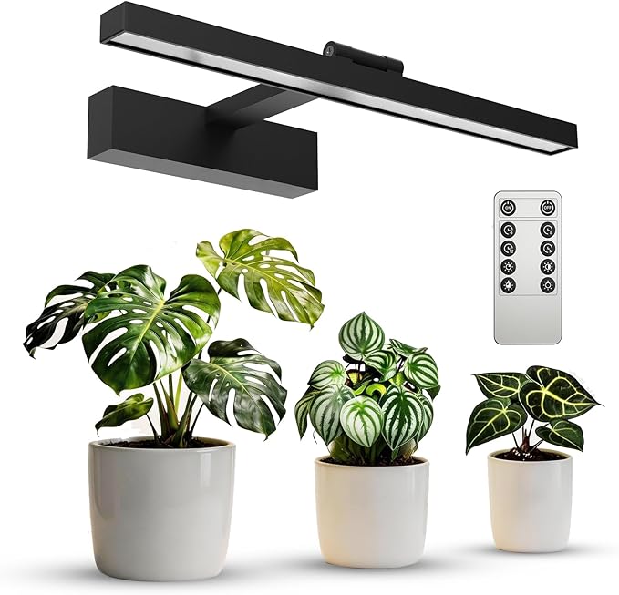 SANSI Grow Lights for Indoor Plants, 35W Wall Mounted Grow Light Full Spectrum, LED Plant Lights for Indoor Growing, High PPFD with 4-Level Dimmer, Auto On Off 4/8/12 Hrs Remote for Greenhouse Seed