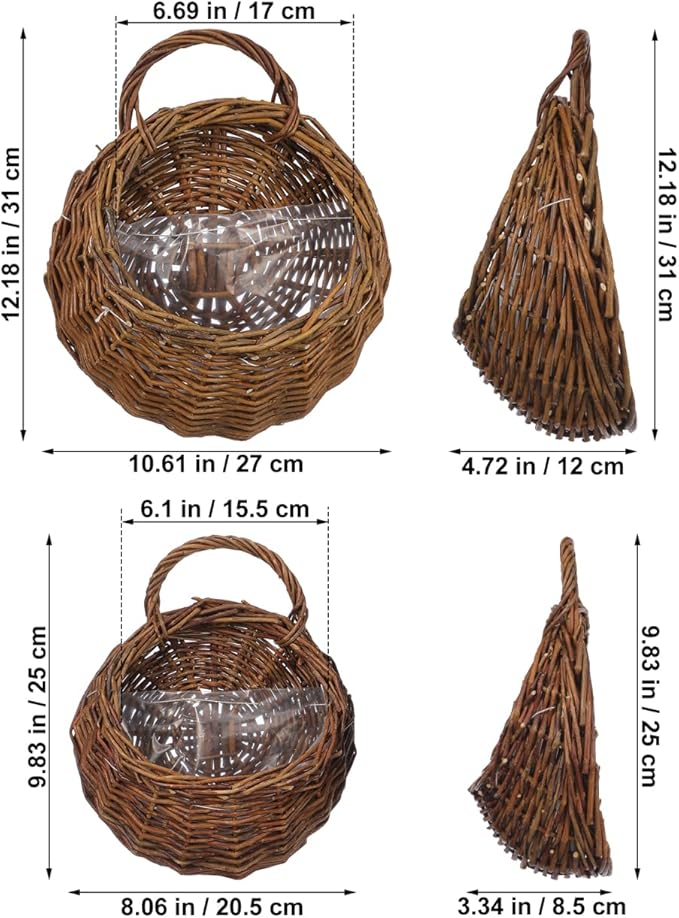 BESPORTBLE 2pcs Creative Rattan Flower Baskets Multi-Function Wall Decor for Indoor Plants Handmade Hanging Flowerpots for Home Patio and Garden Decorations