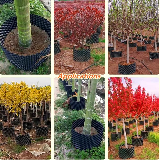 Air Pruning Plastic Root Control Containers/pots Nursery pots for Plants (Black, 0.5X17.5m-10sets)
