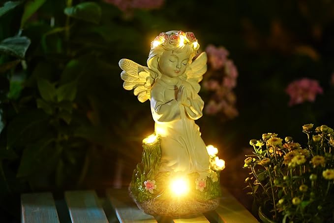 Pohabery Angel Garden Decor Statue Solar Angel Decorations for Yard Outdoor Decorations for Patio Gift for Mom