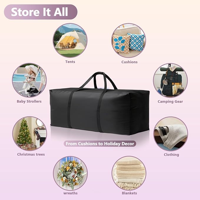 Waterproof Patio Cushion Storage Bag - 68 x 20 x 30 Inch Heavy Duty Oxford Outdoor Cushion Storage Bag, Dustproof & UV Protection for Garden Use, with Upgraded Fabric & Reinforced Zipper