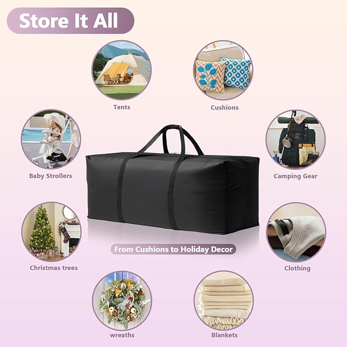 Waterproof Patio Cushion Storage Bag - 68x20x30 Inch Heavy Duty Oxford Outdoor Cushion Storage Bag, Dustproof & UV Protection for Garden Use, with Upgraded Fabric & Reinforced Zipper, 2 Pack