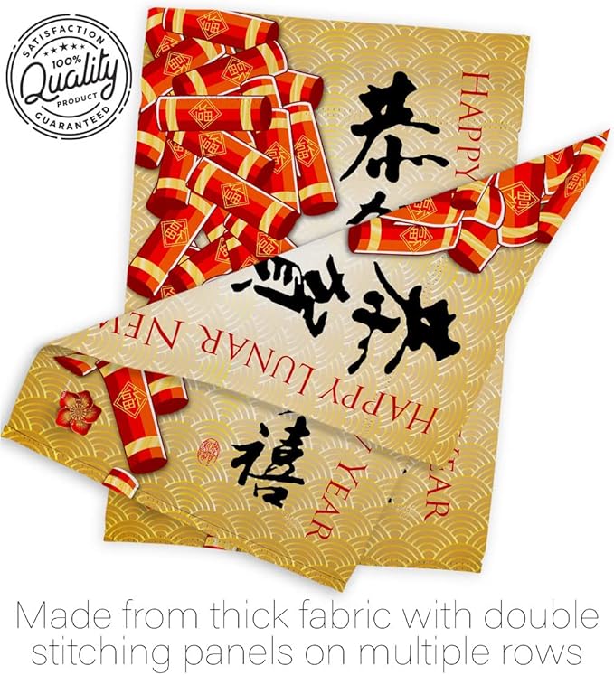 Happy Lunar New Year Indoor Decor Banner Room Wall Art Patio Porch Lawn Garden Flag Outdoor Tapestry Yard Signs Lunar New Year Gifts Chinese Decorations Made in USA