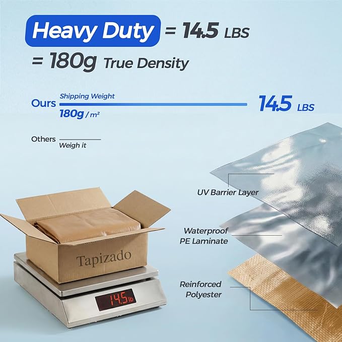 13x20 FT Carport Canopy Replacement Cover, Heavy Duty Car Garage Top Tent Shelter Tarp, Waterproof & UV Protected, Easy Installation with Ball Bungees, Beige (Frame Not Included)
