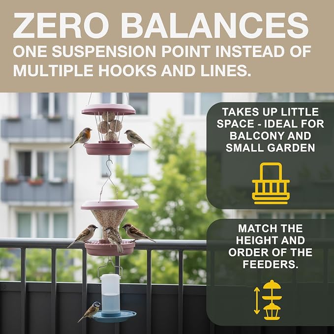 SWISSINNO Duplex Connector – Vertical Link for Hanging Bird Feeders – Space-Saving Garden Accessory in Durable Steainles Steel Compatible with Lucerne & Davos Smart Birds