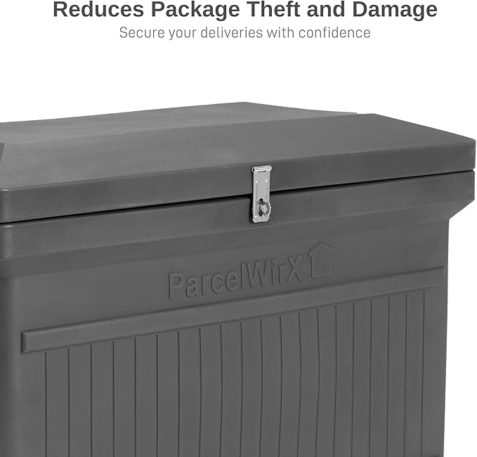 RTS Home Accents ParcelWirx Premium Horizontal Storage Cabinet/Lockable Package Delivery Box with Hinged Lid, Graphite