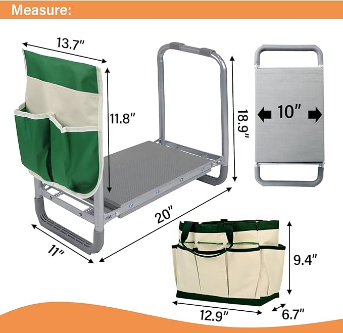 BDL Garden Cart Outdoor Rolling Garden Workseat with Wheels, Heavy Duty Garden Tool Cart with Extendable Handle and Storage for Seniors Yard Gardening Work