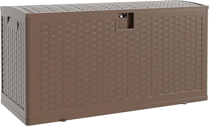 Gallon Patio Storage Box Waterproof Lockable, Outdoor Deck Boxs For Package Delivery, Resin Deck Box Container for Furniture Cushions, Garden Tools, Pool Accessories
