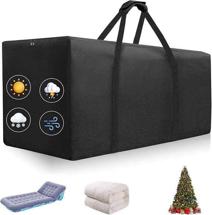 Outdoor Patio Cushion Storage Bag,Waterproof Large Patio furniture Cushion Organizer Storage Bag with Handle and Zipper, 48" L x 15" W x 22" H Big Foldable Duffle Cover