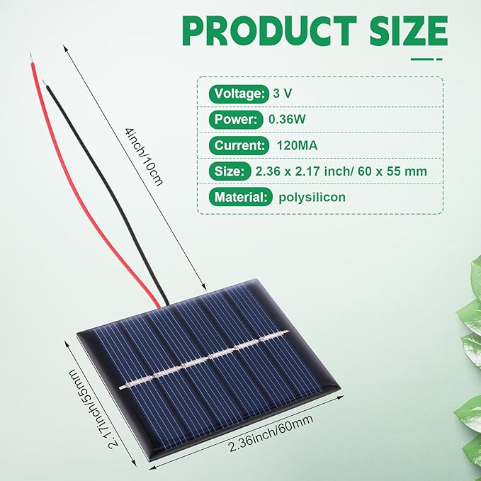 Kanayu 40 Pcs Small Solar Panels 3v 120ma Mini Polycrystalline Solar Cells DIY System Kits Epoxy Panel Module Photovoltaic Cells Charger 60 x 55 mm for Light Flashlight Charger