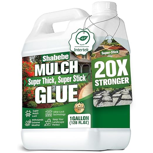 Mulch Glue 1 Gallons - Super Stick Rock Glue for Landscaping Gravel Binder for Pea Gravel, Long-Lasting & Non-Toxic, Covers 2X More Area Pebble Gravel Hold for Paths, Patios & Garden Borders