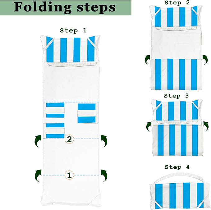 Lounge Chair Towel Cover, Beach Chair Cover (Pack of 2), Pool Lounge Chair Covers for Outdoor,Garden, Beach,Sun Lounger,Hotel Pool, 85" X 30"Large Size and No Sliding, Light Blue Stripe