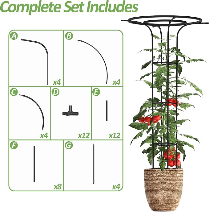Trellis for Climbing Plants Outdoor, 70.9 Inch Mushroom Top Trellis for Climbing Plants, Metal Plant Support for Potted Plants Climbing Vine Rose Clematis Vegetable Trellis (1 Pack)