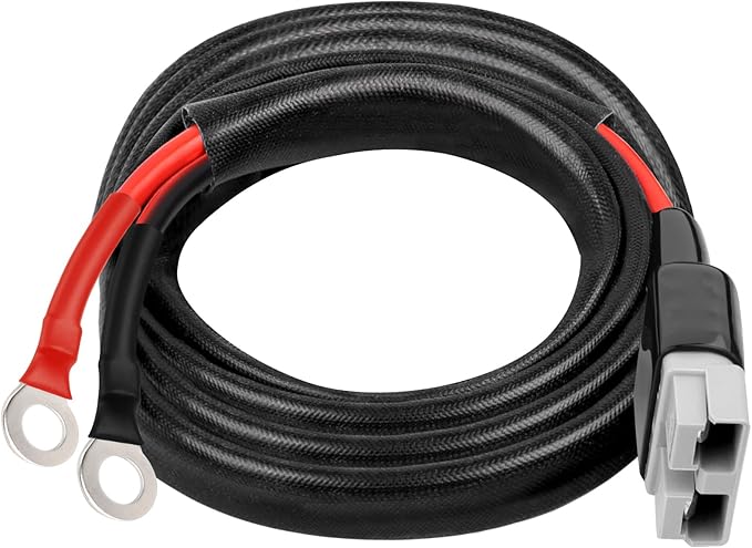 XRDS -RF 8AWG Battery Quick Connect Cable 10 FT, 50 Amp Anderson-Style Connector to O-Ring Terminal, for Solar, RV, EV, and Backup Power Systems