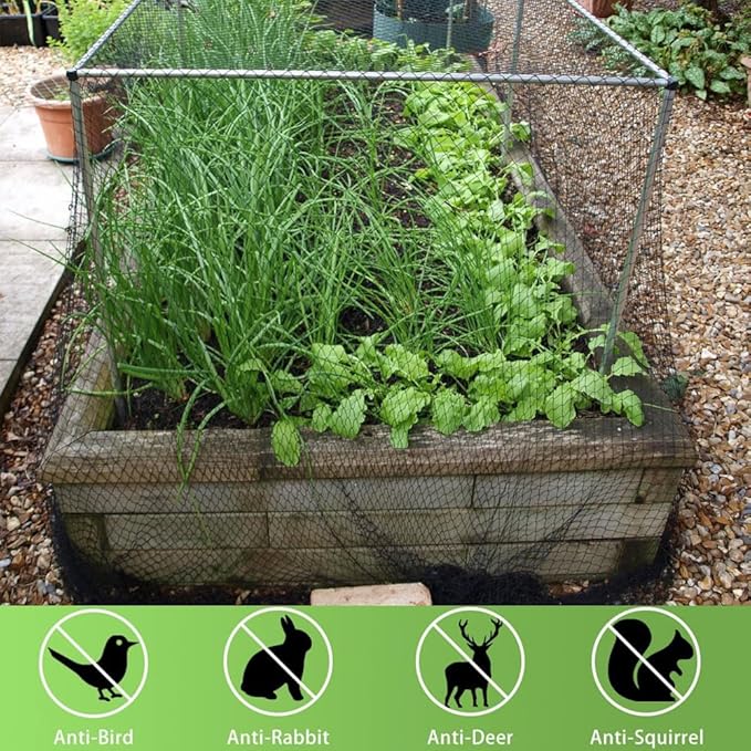 Bird Netting 15x40 Ft, 1/2In Mesh Heavy Duty Garden Netting Pest Barrier for Plants, Fruit Trees, Vegetables, Extra Strong Woven Mesh Netting, Animal Fencing Against Birds, Deer, Poultry
