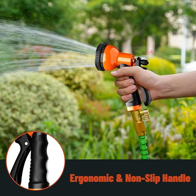 Garden Hose Nozzle Sprayer 10 Watering Patterns Spray Nozzles Heavy Duty Hose Head Lightweight Hose Attachment Orange