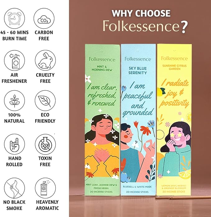 Folkulture Incense Sticks (120 Sticks) | Set of 6 Affirmations Incense for Fathers Day, Graduation Gifts & Pride Gifts | Meditation, Aromatherapy, Organic, Non Toxic,Coconut Milk, Lavender, Vanilla