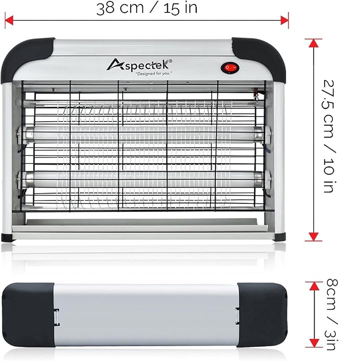 ASPECTEK Insect Killer, Bug Zapper, Powerful 20W Electronic Indoor Fly Zapper for Mosquito, Fungus Gnat, Asian Beetle, Moth, Flying Pests - Indoor Use, Includes 2-Pack Replacement Bulbs
