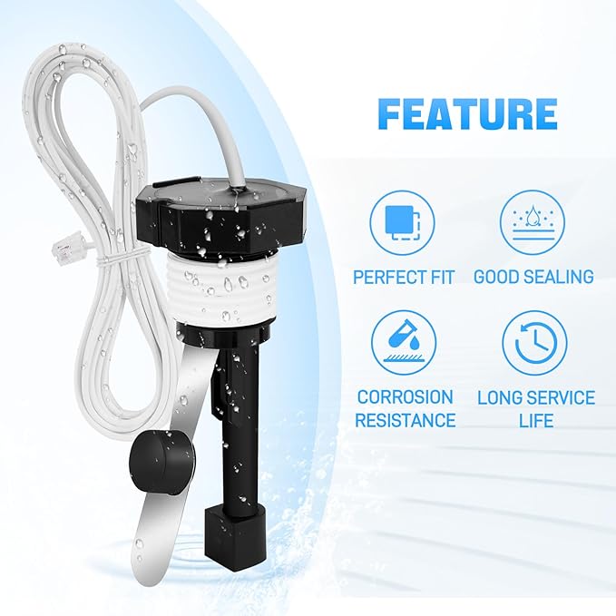Upgraded GLX-FLO-RP Pool Flow Switch Assembly Compatible with Hayward Goldline Aqua Rite Salt Chlorine Generator System, Flow Sensor with 15ft Cable (Metal Probe)