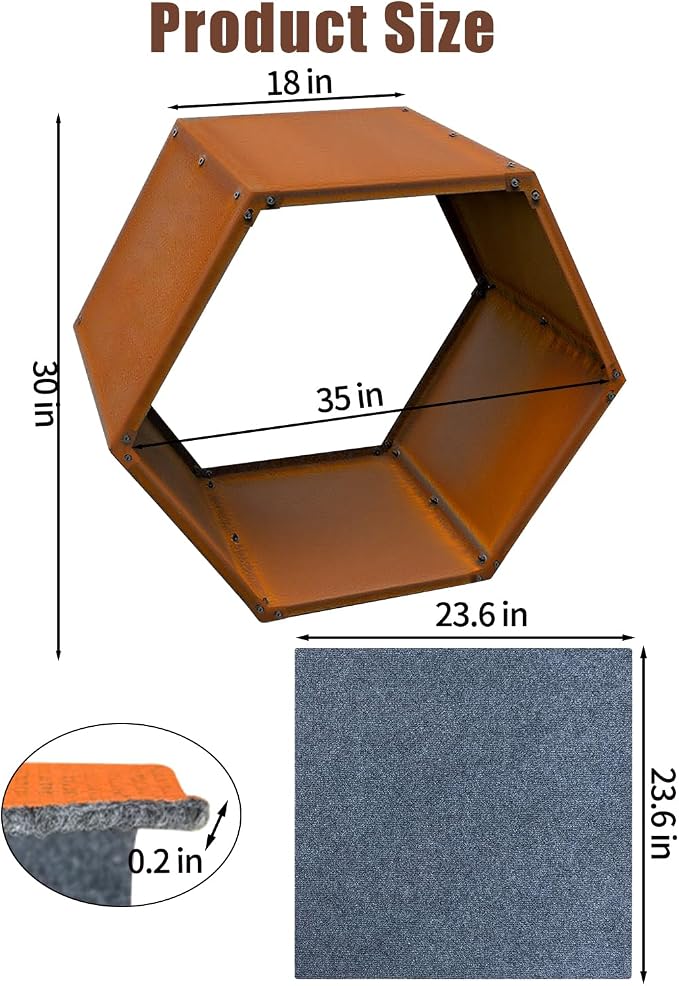 Firewood Log Rack Heavy-Duty, Corten Steel Firewood Rack with Hexagon Design, Fire Log Stacker for Wood Storage, Wood Holder for Outdoor Indoor