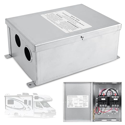 50 Amp Automatic Transfer Switch for RV,Speedboats,Travel Trailer,Camper Van,120V Generator Transfer Switch for Inverter/Shore Power/Generators
