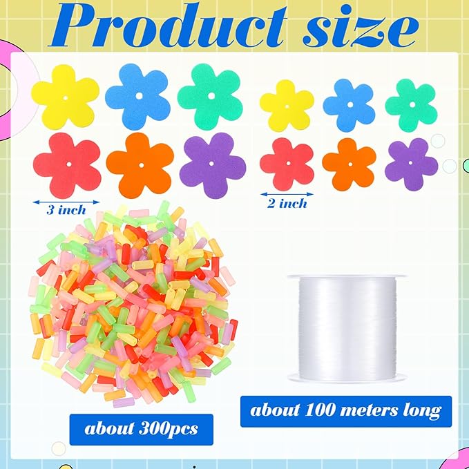 Wettarn 24 Pcs Hawaiian Lei Making Craft Kit Makes Foam Flower Necklace VBS Vacation Bible EVA Flowers Foam Luau Crafts DIY Floral for Luau Tropical Party Decoration (Flower)