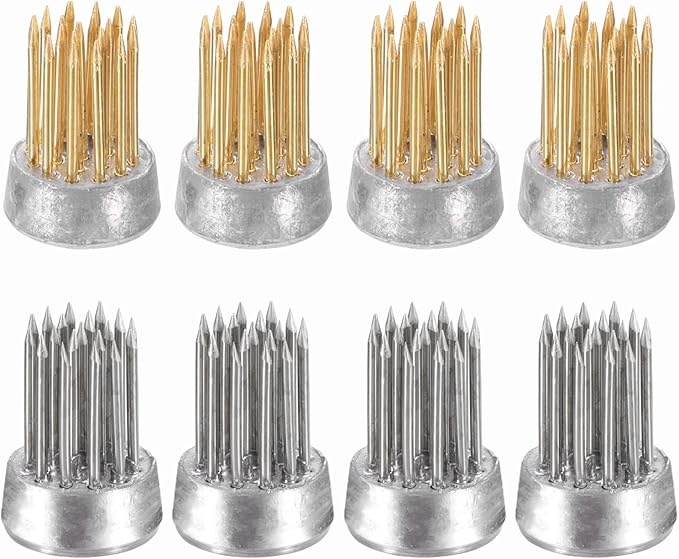 PATIKIL 8 Pcs Floral Frogs Kenzan, 0.6 Inch Round Brass Steel Flower Arrangement Holder, Arranger Pin Fixed Tool for Vase Centerpiece, Wedding, Home Decoration, Brass/Silver
