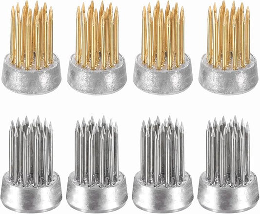 PATIKIL 8 Pcs Floral Frogs Kenzan, 0.6 Inch Round Brass Steel Flower Arrangement Holder, Arranger Pin Fixed Tool for Vase Centerpiece, Wedding, Home Decoration, Brass/Silver