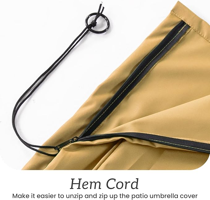 Patio Umbrella Cover Waterproof UV Resistant Outdoor Cantilever Umbrella Covers with Zipper and Rod, Khaki
