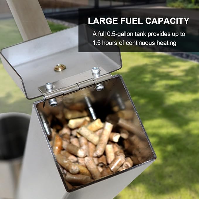 CHARMELEON Stainless Steel Pellet Stove&Wood Pellet Fire Pits for Outside – 51In Wood Pellet Heater–Outdoor Fire Pit for Backyard – Fireplace for Camping Patio Garden Picnic(Glass Tube-39.3In)