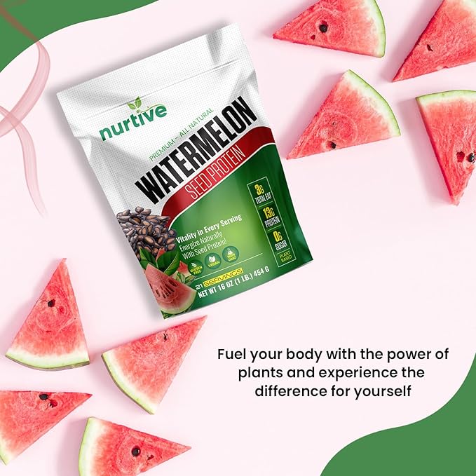 Watermelon Seed Protein Powder - Plant-Based Protein with Magnesium, Iron, and Antioxidants - Ideal for Post-Workout Recovery & Sustainable Nutrition - 21 Servings (16 oz / 454g)