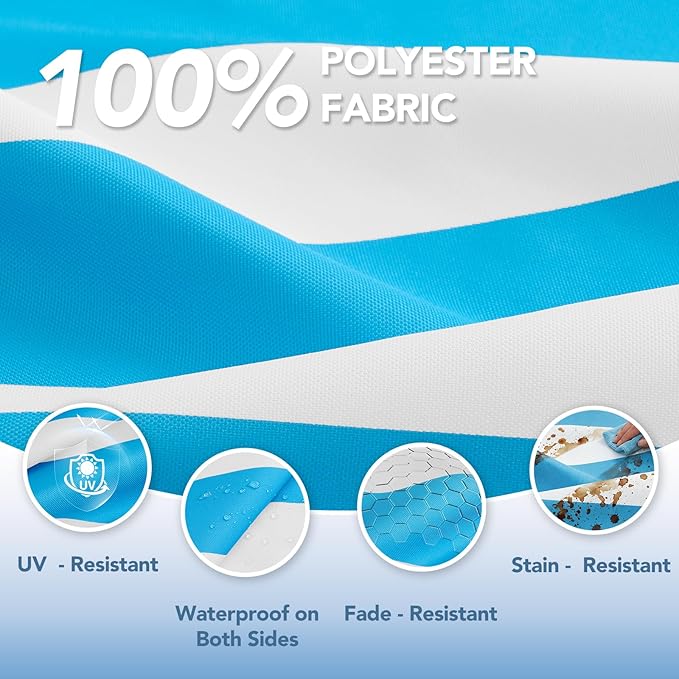 L'AGRATY Outdoor Lounge Chaise Cushion: 72x21x3 Inch Waterproof Lounge Chair Cushion for Outdoor Furniture with Fade Resistant Removable Cover - Patio Cushions for Pool Lawn Deck(Blue White 2Pcs)