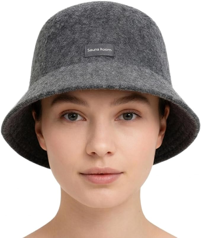 Adjustable Natural Wool Sauna Hat for Men and Women - Sauna Cap with Sweatband - Insulating Breathable Wool Banya Hat for Spa, Home Steam Room, Bathhouse - Comfortable Unisex Steam Room Hats