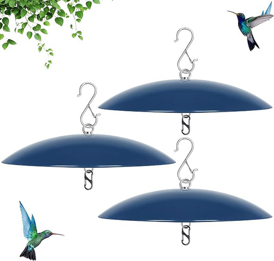 13" Bird Feeder Rain Cover,Bird House Dome,Hummingbird Feeder Guard, Proof for Shepherd's Hook Outdoors,Smart Birds Feeder's Umbrella(Blue), 3Pack