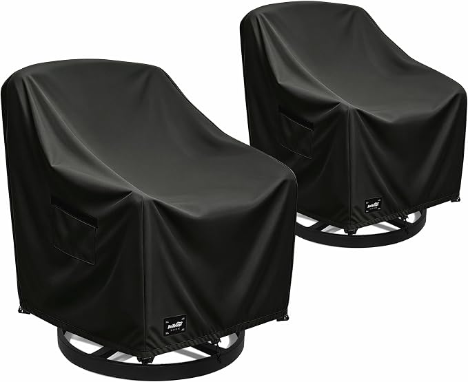JinHrtoyi Outdoor Chair Covers 2 Pack,30Wx34Dx38H inches Patio Chair Cover,100% Waterproof Heavy Duty Outdoor Furniture Covers Waterproof,Black Minimalism Style Patio Furniture Cover