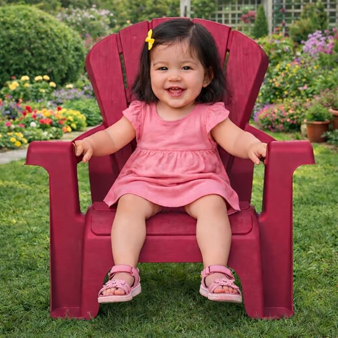 Little Tikes Kids Garden Chair 4 Pack in Red, Outdoor Toddler Activity Adirondack Chairs for Picnic, Garden, Patio, Backyard & Beach, Outdoor Chair Set