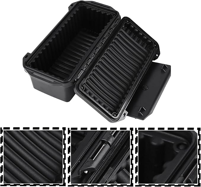 Waterproof Storage Box, Black Waterproof Storage Containers Storage Bin Portable Weatherproof Shockproof Airtight Survival Box Lightweight for Fishing Camping Hiking Outdoor Activities
