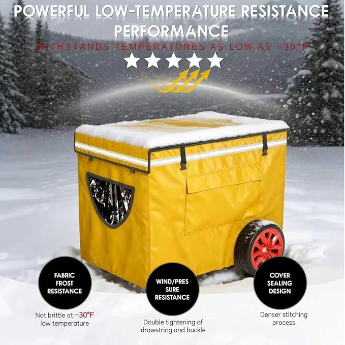 Generator Covers While Running, Generator Covers Heavy-Duty Waterproof, 32X24X24 inches, Top Can Be Opened for Refueling, for 3000W-10000W Frame Type Generators, Yellow