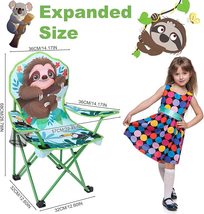 KABOER Kids Outdoor Folding Lawn and Camping Chair with Cup Holder and Carrying Bag, Children's Camping Chairs