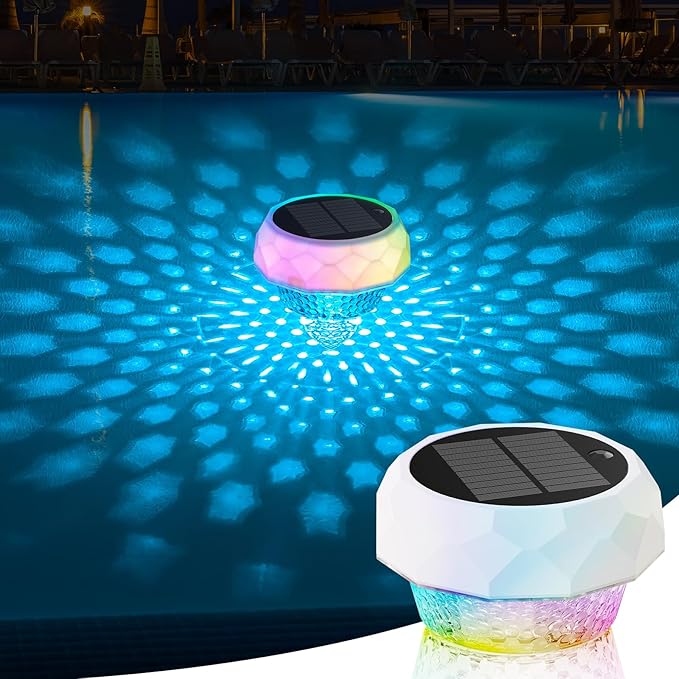 VICHTOP Solar Floating Pool Lights, RGB Color Float Pool Lights, IP68 Waterproof, Pool Decor Lighting Accessories for Inground, Above Ground Pools, Outdoor, Garden, Party Decoration - 1 Pack