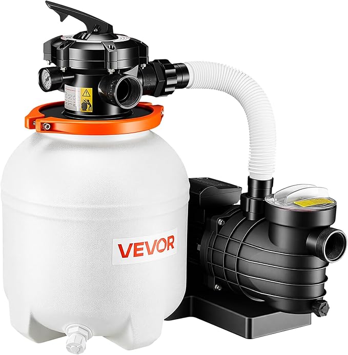 VEVOR 13 in Sand Filter Pump for Above Ground Pool, 0.75 HP 3500 GPH, Swimming Pool Sand Filter Pump with Pre-Assembled Core & Leak-Resistant Design, 6-Way Valve, High-Efficiency Filtration for Pools