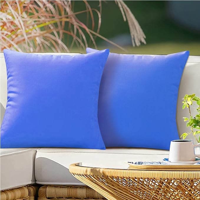 VAKADO Outdoor Waterproof Throw Pillow Covers 24X24 Set of 2 Decorative Blue Patio Furniture Cushion Cases Outside Decor for Couch Garden Bench Porch
