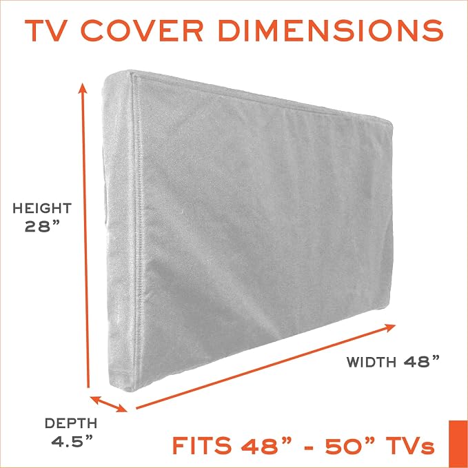 Bozzcovers Outdoor TV Cover 48, 49, 50 inch - with Zipper, Weatherproof, Waterproof 360 Degrees Protection, Soft Non Scratch Interior - Gray