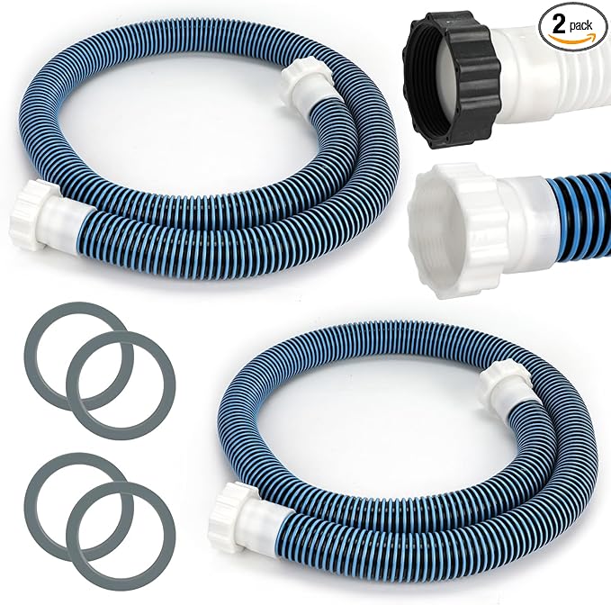2 Pack 1 1/2 Pool Hose for Above Ground Pool 6ft Pump Replacement Hoses 1.5" EVA Heavy Duty Swimming Pool Hose for Above Ground, Filter Pumps, Saltwater Systems and Sand Filters (Blue)