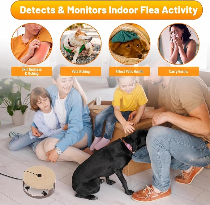 2 Pack Flea Traps for Inside Your Home, Indoor Flea Light Trap with 8 Sticky Pads & 4 Replacement Bulbs, Indoor Flea Trap Sticky Insect Catcher for Fleas, Moths & Gnats